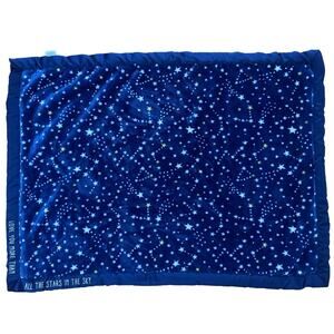 Wendy Bellissimo Star Collection Plush Baby Blanket Navy Blue Satin Trim Love
